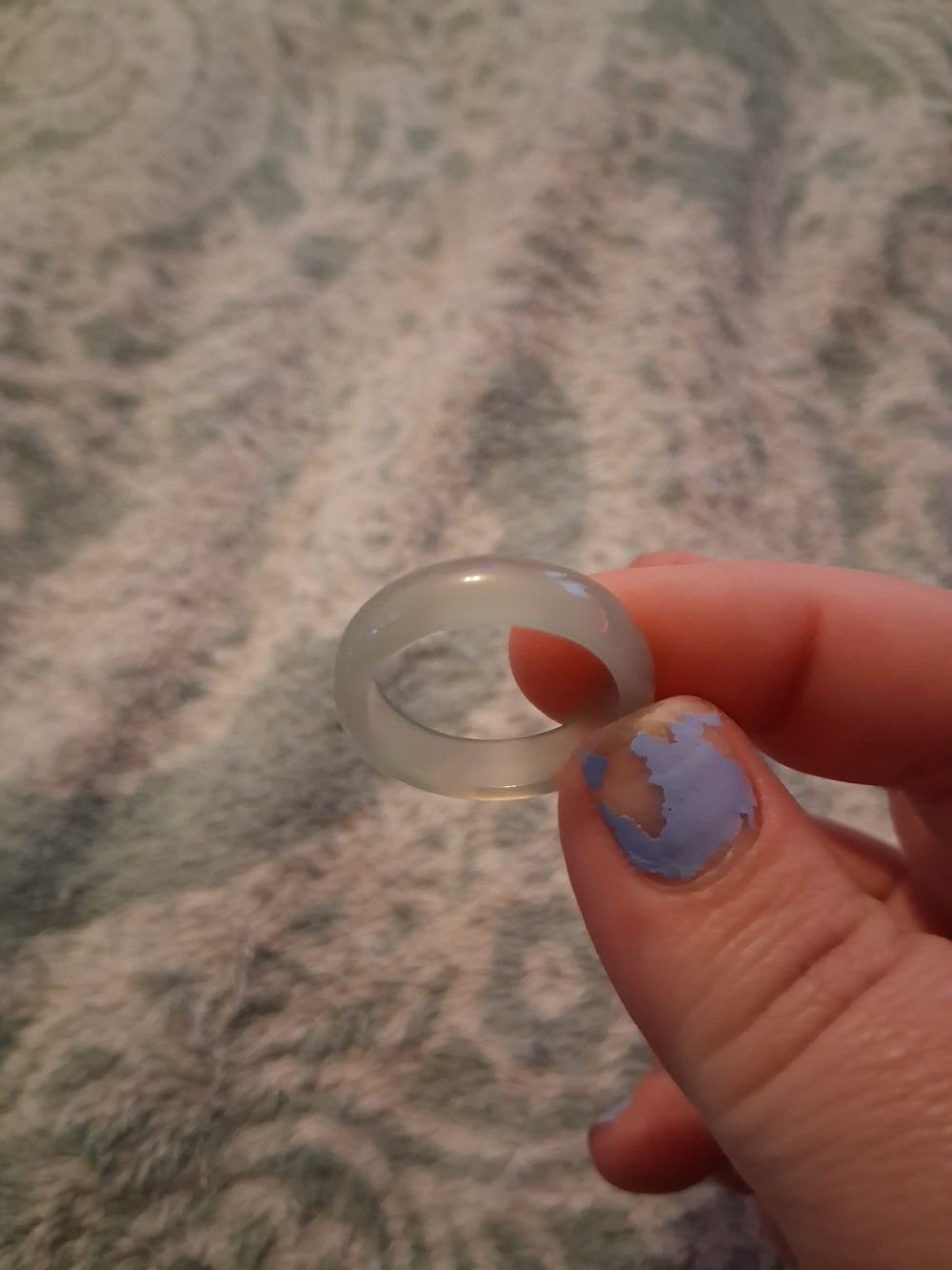Translucent Frosted Jade Band Ring - Clear Green